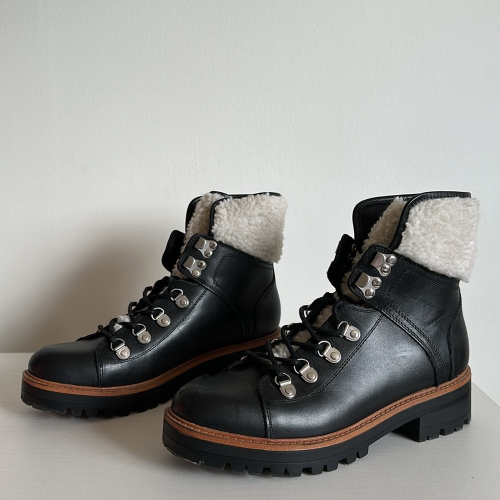 Marc Fisher Sherpa Lace Up Boots SIZE 8